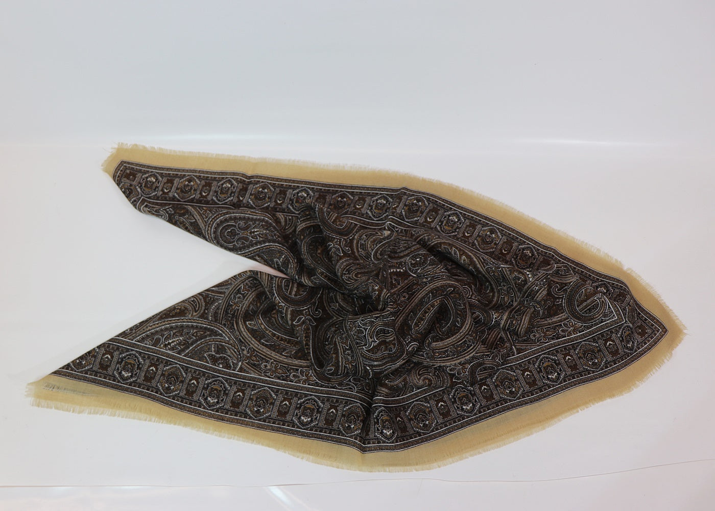 Wool scarf Paisley beige - brown
