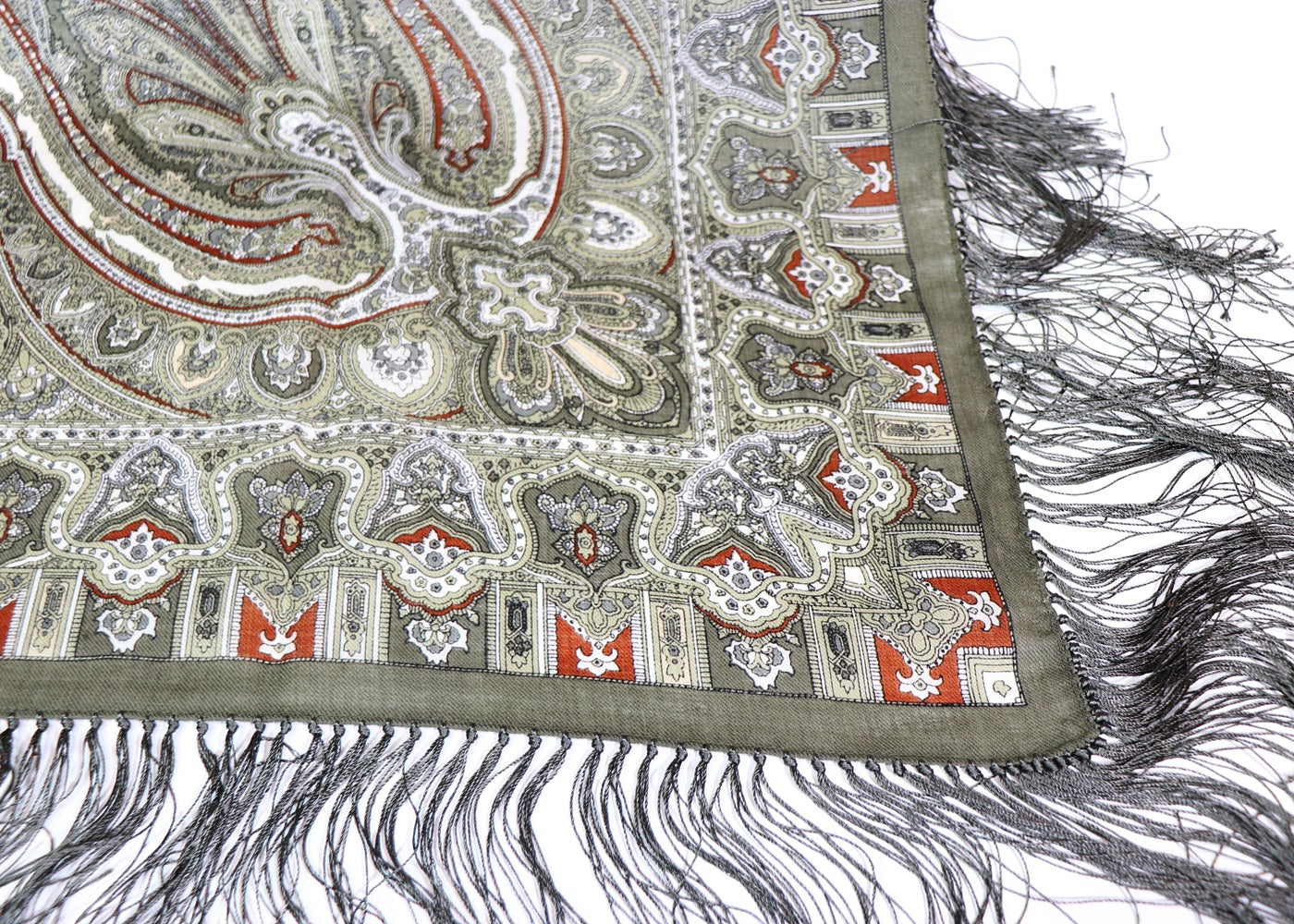 Wool scarf paisley and fringes