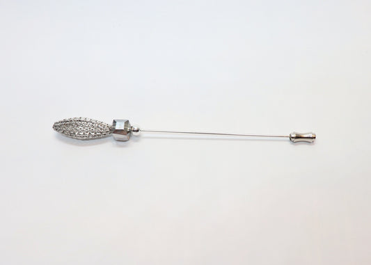 Hutnadel - filigrane ovale Perle mit Kristallwürfel - Hutmanufaktur Hanni-Modelle