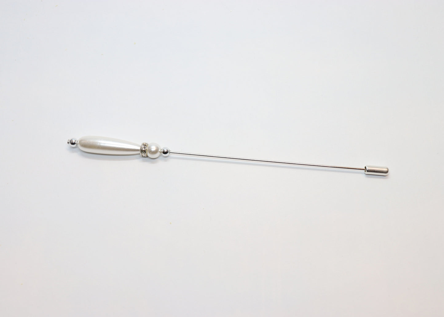 Hutnadel - lange Tropfenperle mit Strass - Hutmanufaktur Hanni-Modelle