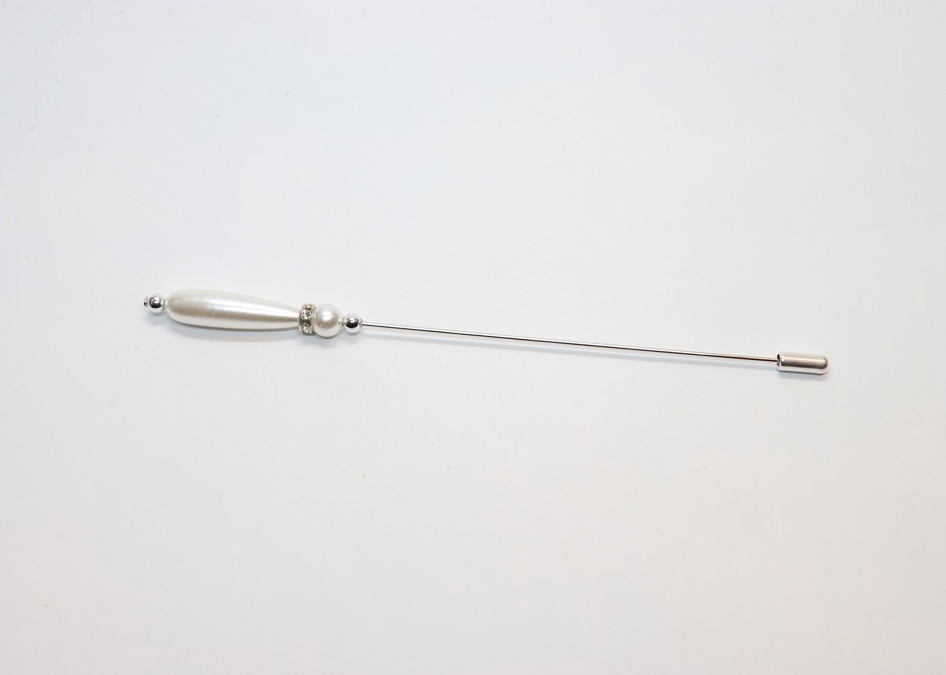 Hutnadel - lange Tropfenperle mit Strass - Hutmanufaktur Hanni-Modelle