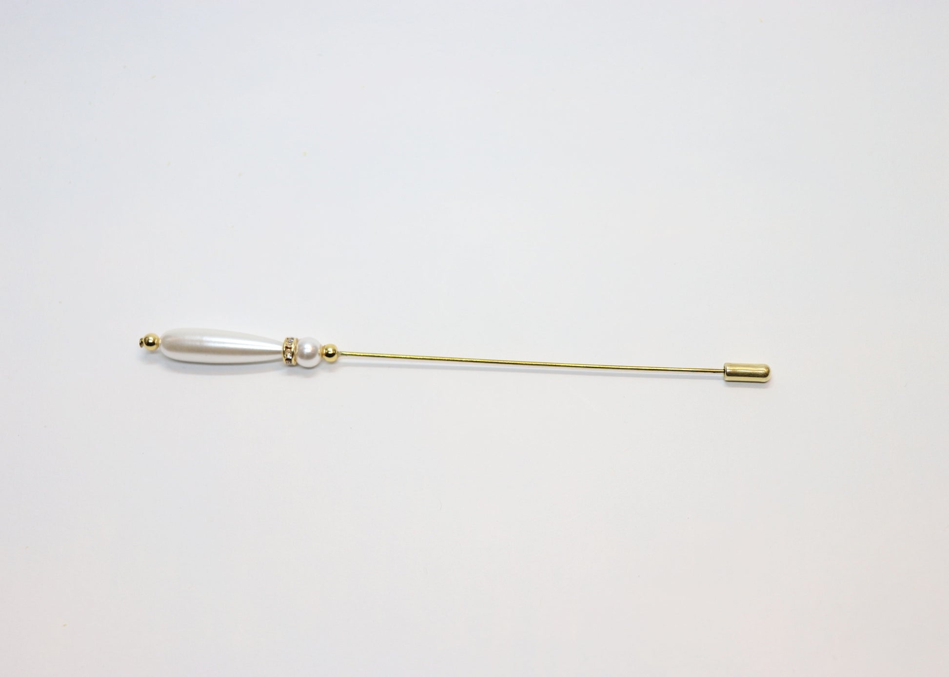 Hutnadel - lange Tropfenperle mit Strass - Hutmanufaktur Hanni-Modelle