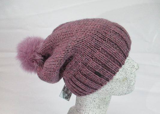 Alpaca - Woll - Slouch mit Fuchsbommel - Hutmanufaktur Hanni-Modelle