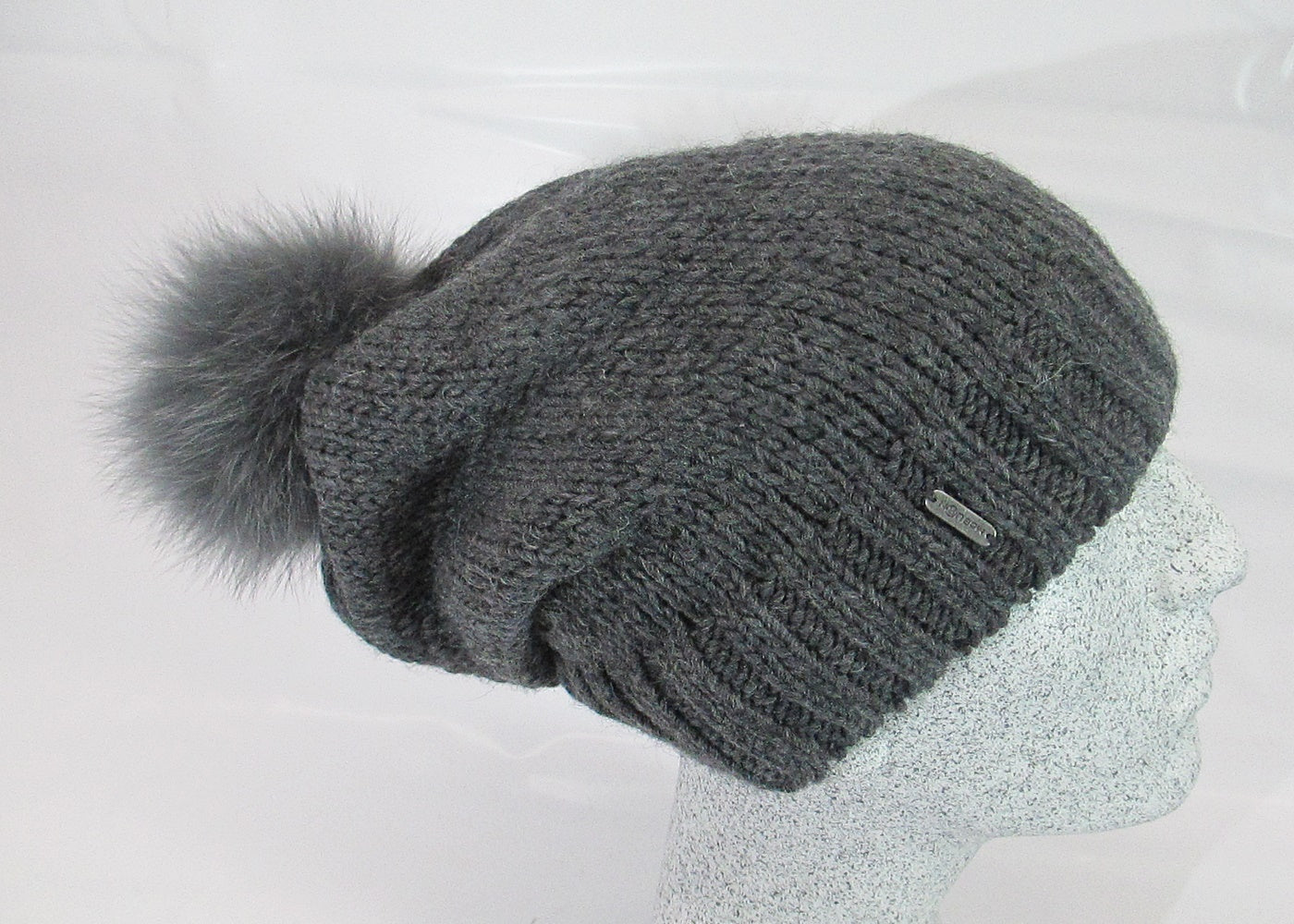Alpaca - Woll - Slouch mit Fuchsbommel - Hutmanufaktur Hanni-Modelle