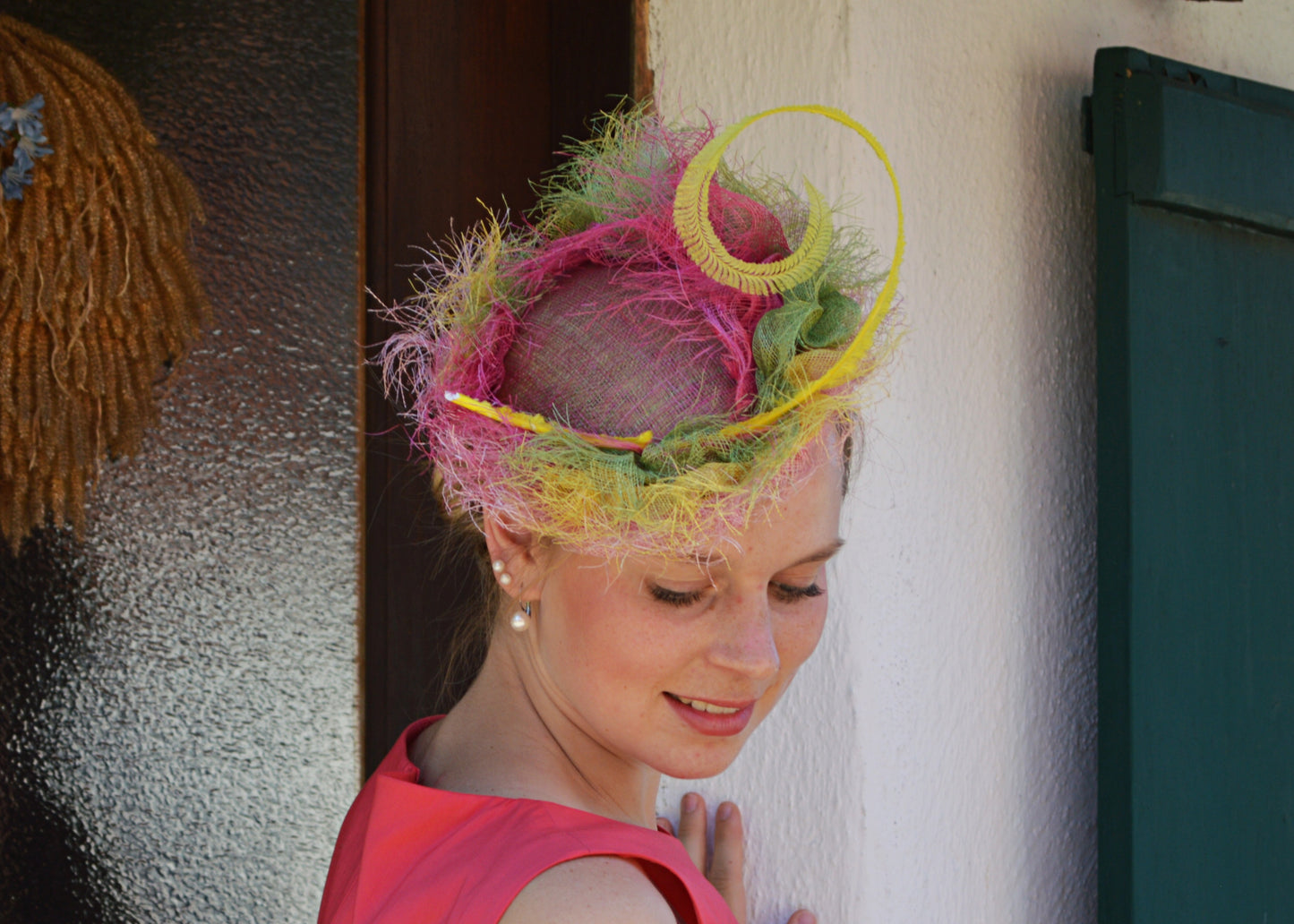 Fascinator - bunt Sinamay - Hutmanufaktur Hanni-Modelle