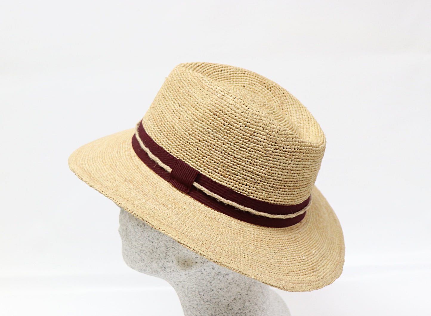 Men's straw hat - crochet raffia