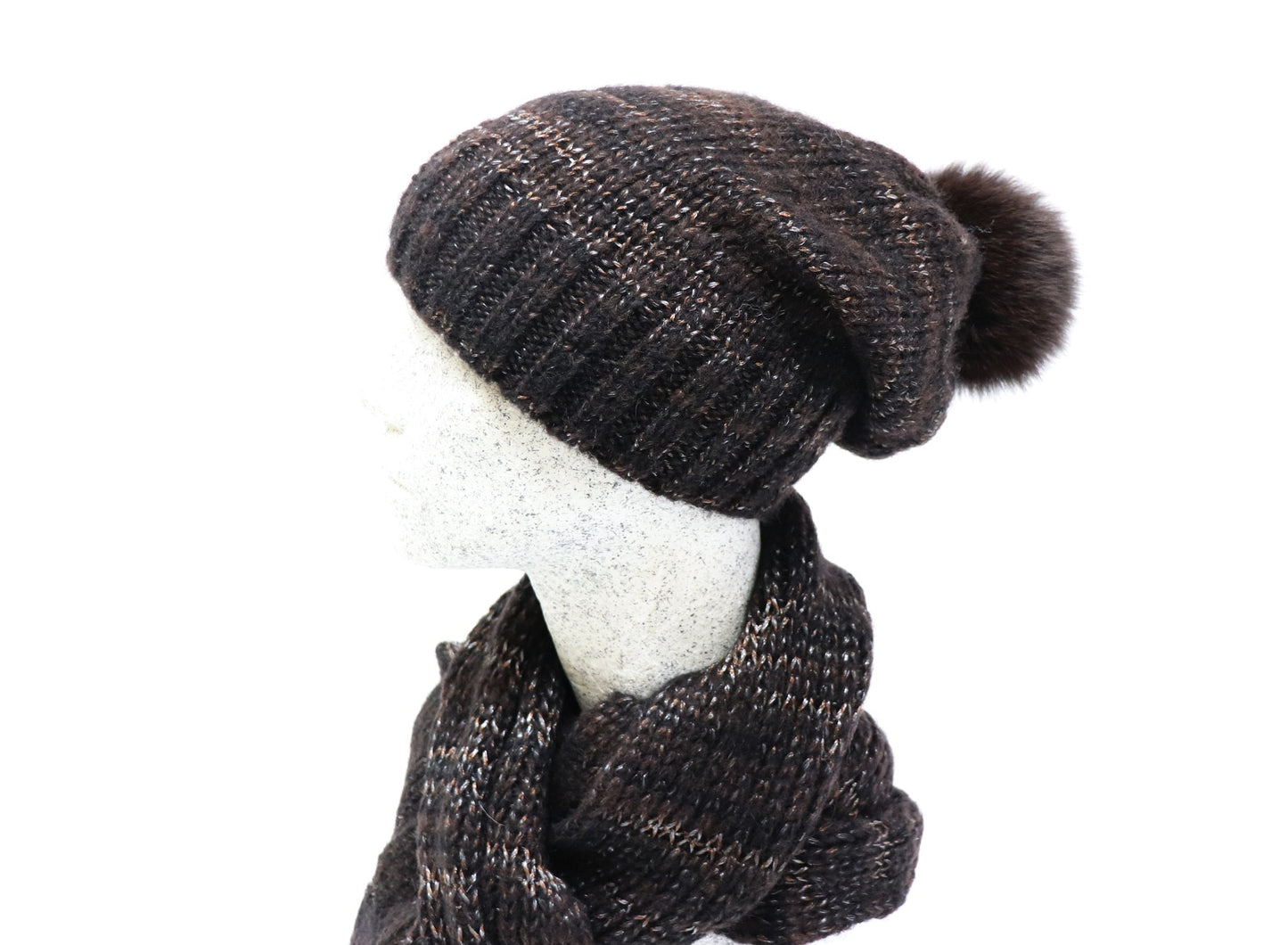 Monte Cavallo Strickset - dunkelbraun - Hutmanufaktur Hanni-Modelle