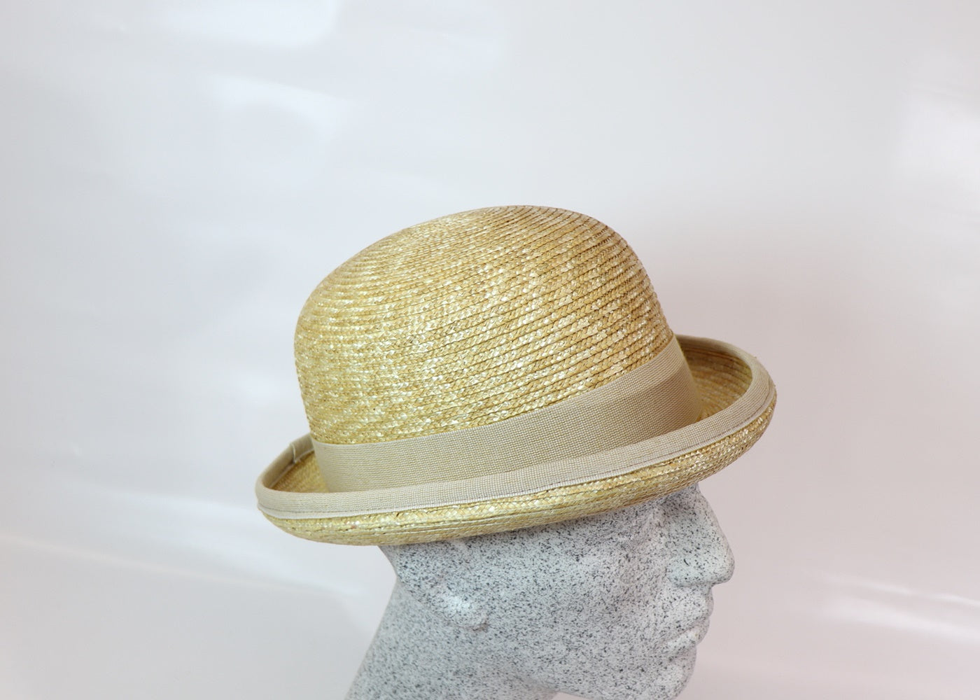 Strohmelone mit natur Band - Hutmanufaktur Hanni-Modelle