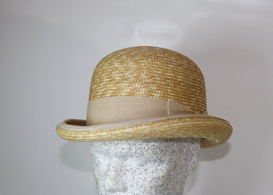 Strohmelone mit natur Band - Hutmanufaktur Hanni-Modelle
