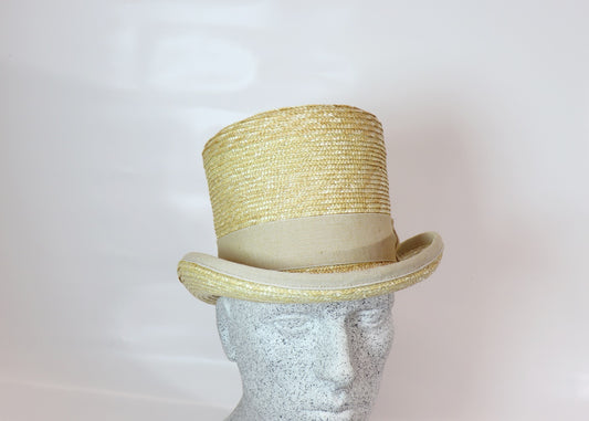 Strohzylinder mit natur Band - Hutmanufaktur Hanni-Modelle