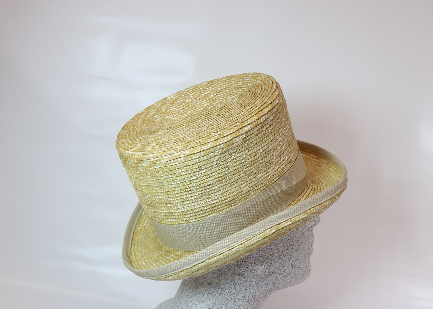Strohzylinder mit natur Band - Hutmanufaktur Hanni-Modelle