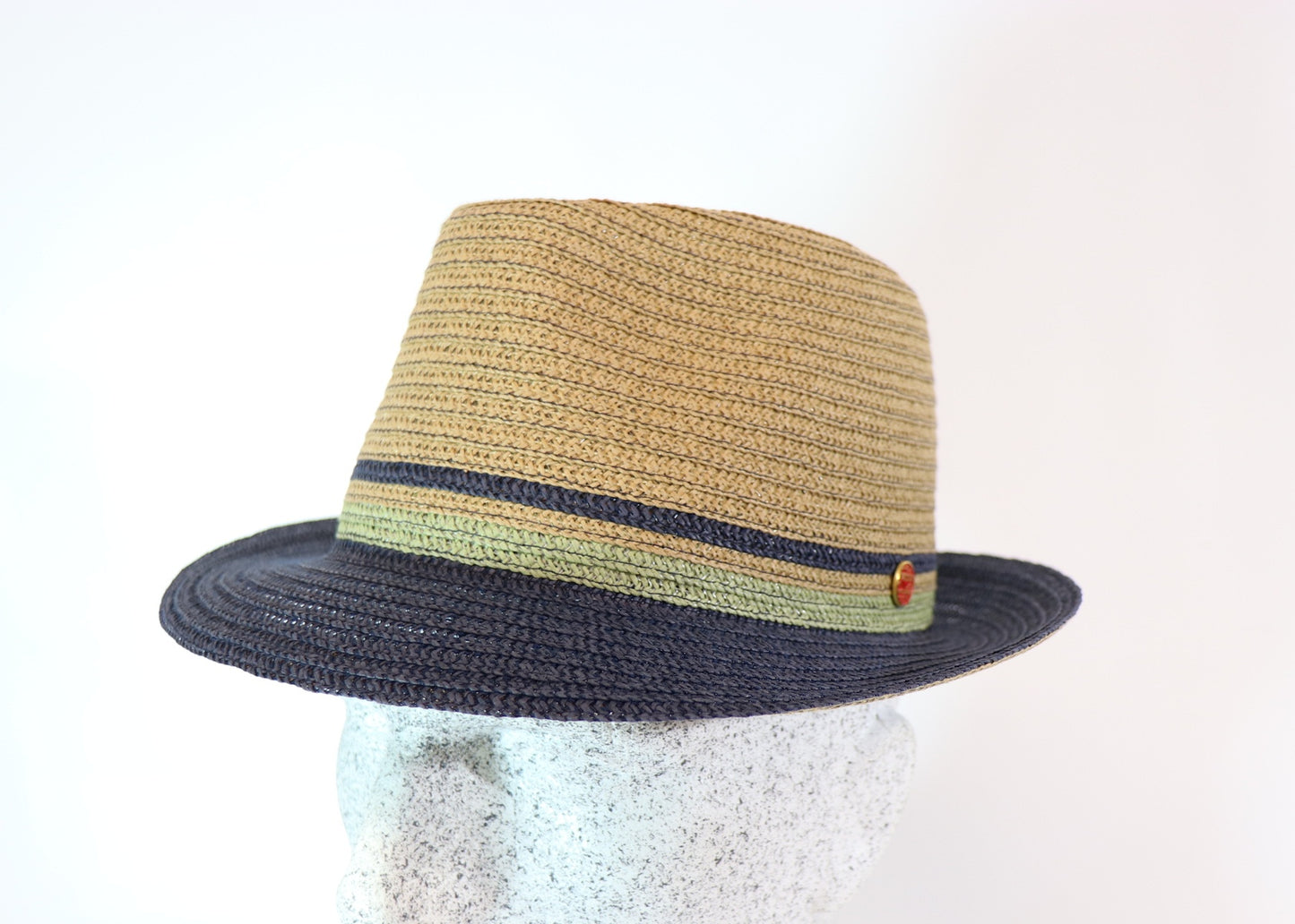 Strohhhut Troy beige - blau - Hutmanufaktur Hanni-Modelle
