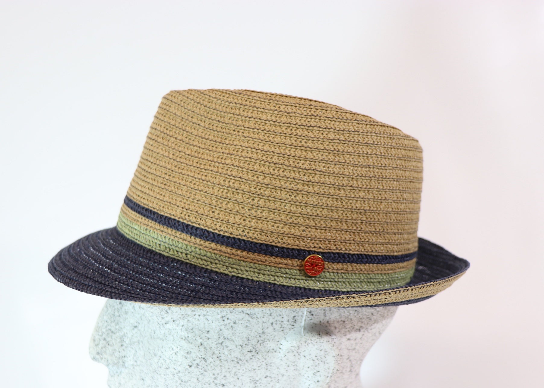 Strohhhut Troy beige - blau - Hutmanufaktur Hanni-Modelle
