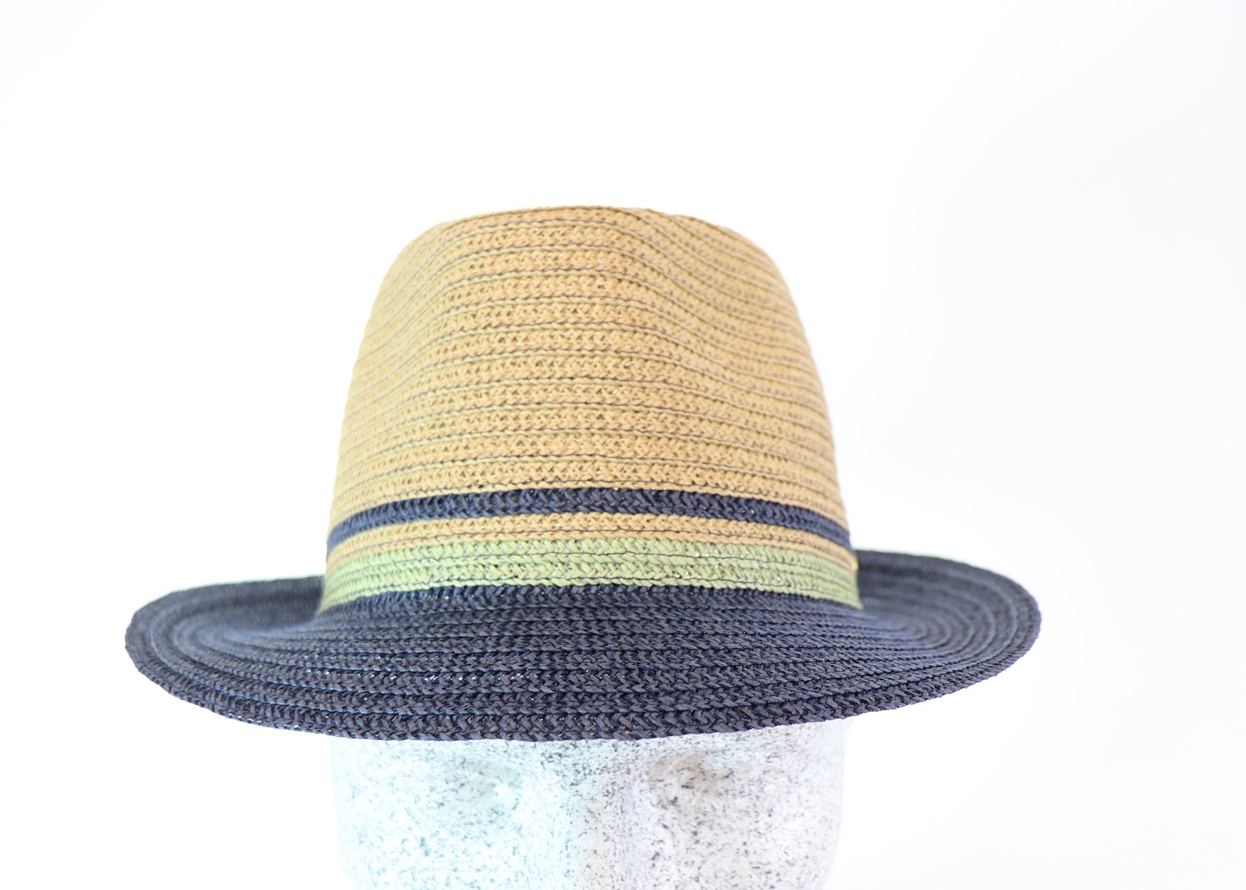 Strohhhut Troy beige - blau - Hutmanufaktur Hanni-Modelle