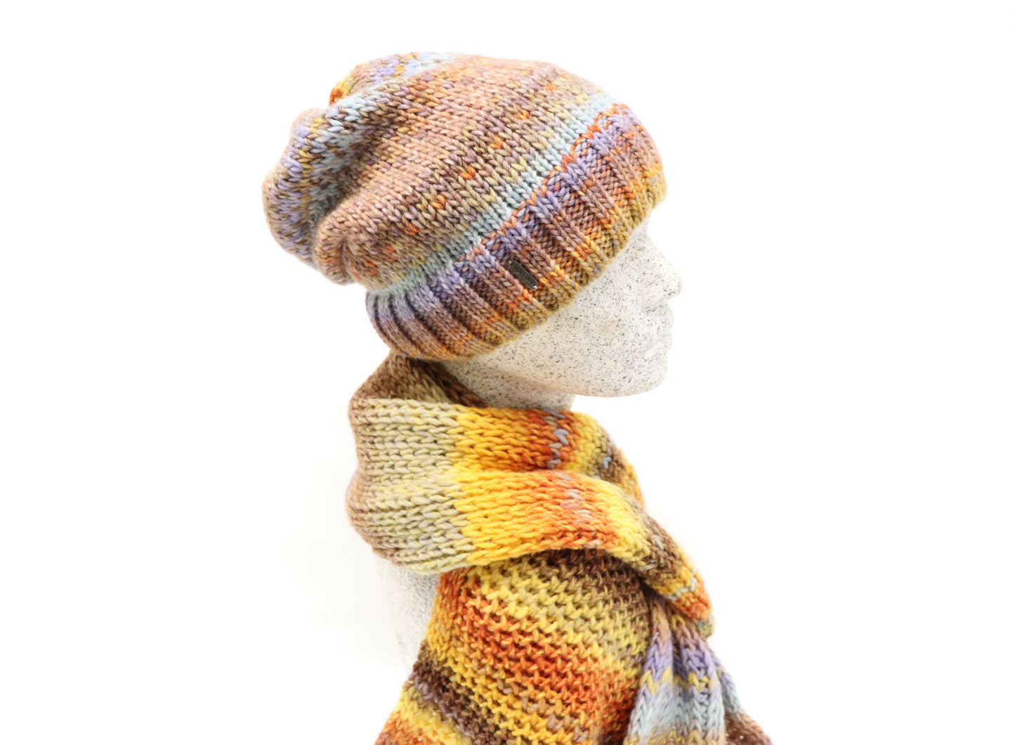 Verbier Strickset - gelb bunt - Hutmanufaktur Hanni-Modelle