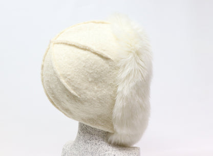 Astronautenmütze creme mit Webpelz