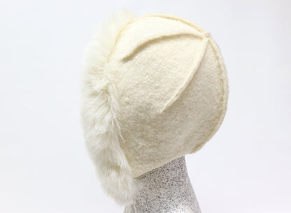 Astronautenmütze creme mit Webpelz