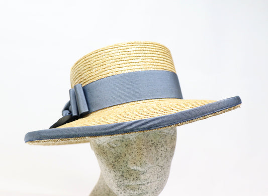 Matelot Bortenstroh hellblau Band - Hutmanufaktur Hanni-Modelle