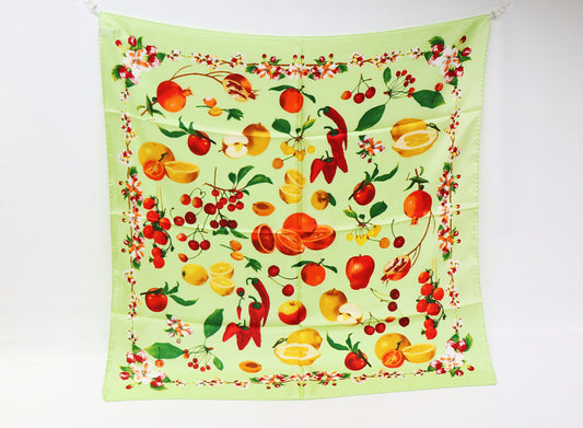 Silk scarf fruits and flowers