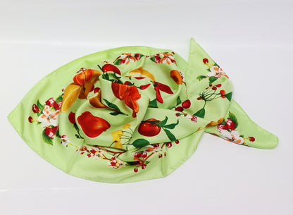 Silk scarf fruits and flowers