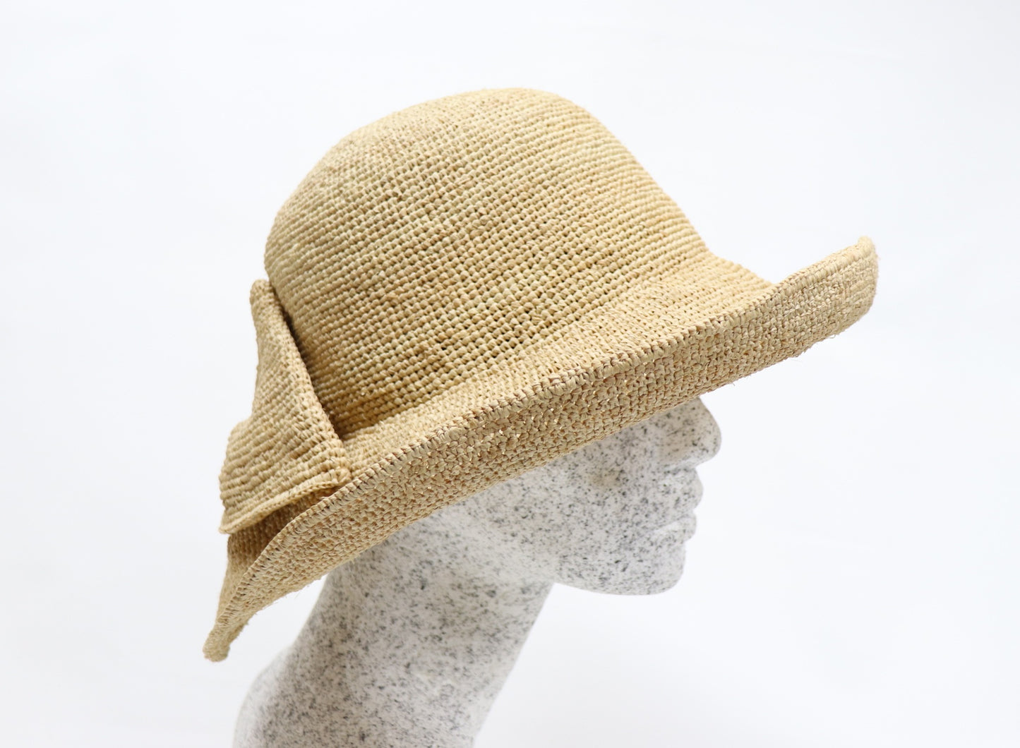 Raffia Aufschlaghut mit Schleife