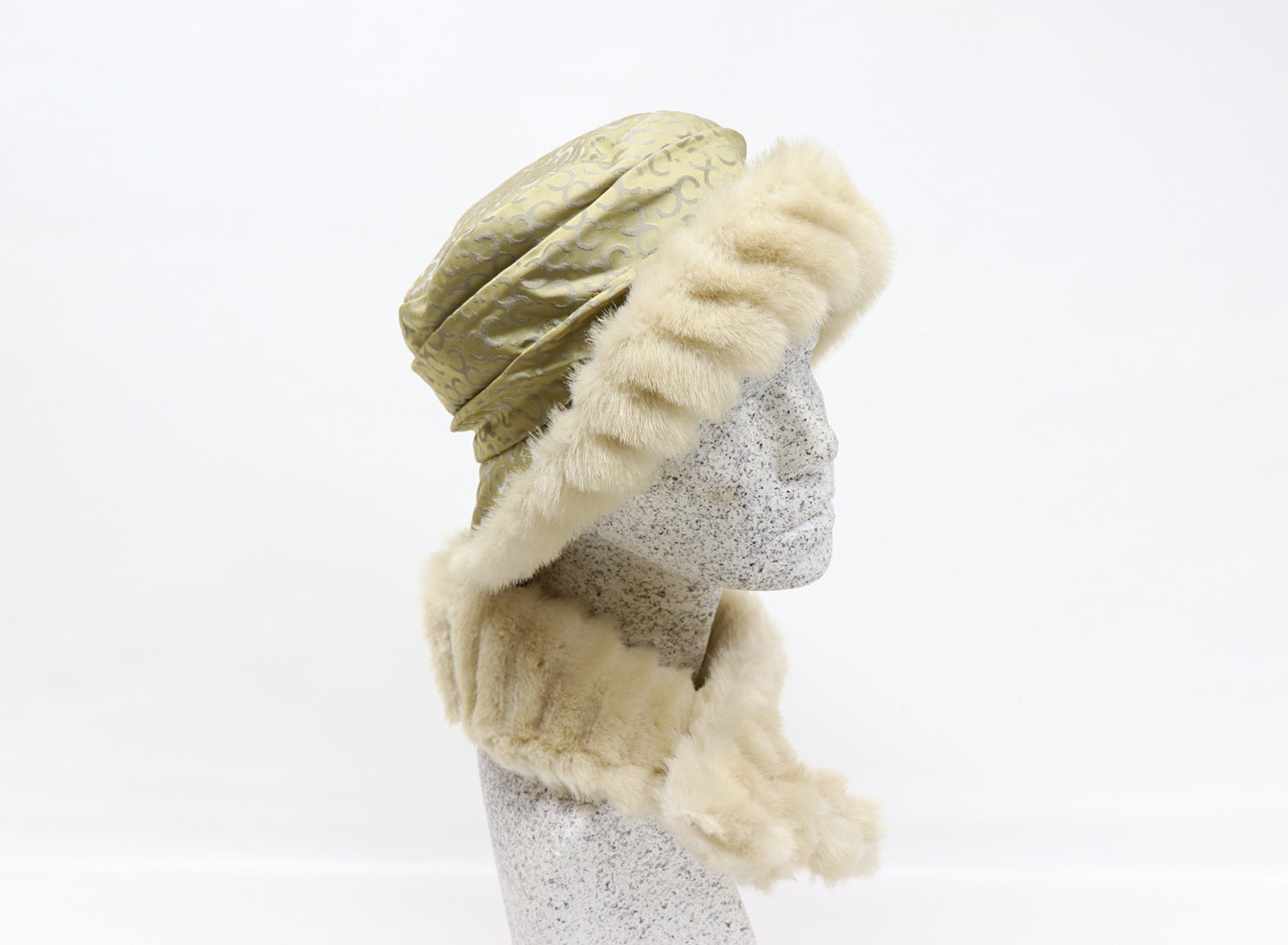 Webpelzgarnitur natur - pistazie - Hutmanufaktur Hanni-Modelle