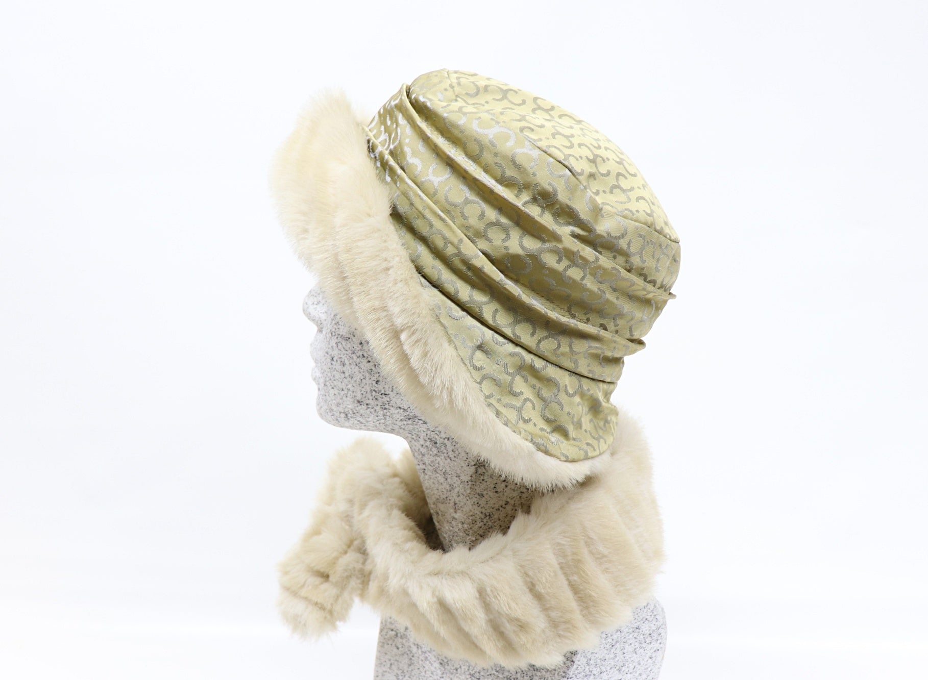 Webpelzgarnitur natur - pistazie - Hutmanufaktur Hanni-Modelle