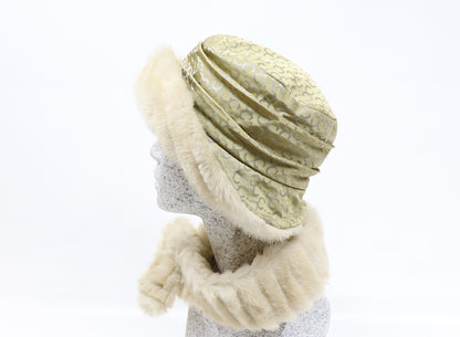 Webpelzgarnitur natur - pistazie - Hutmanufaktur Hanni-Modelle