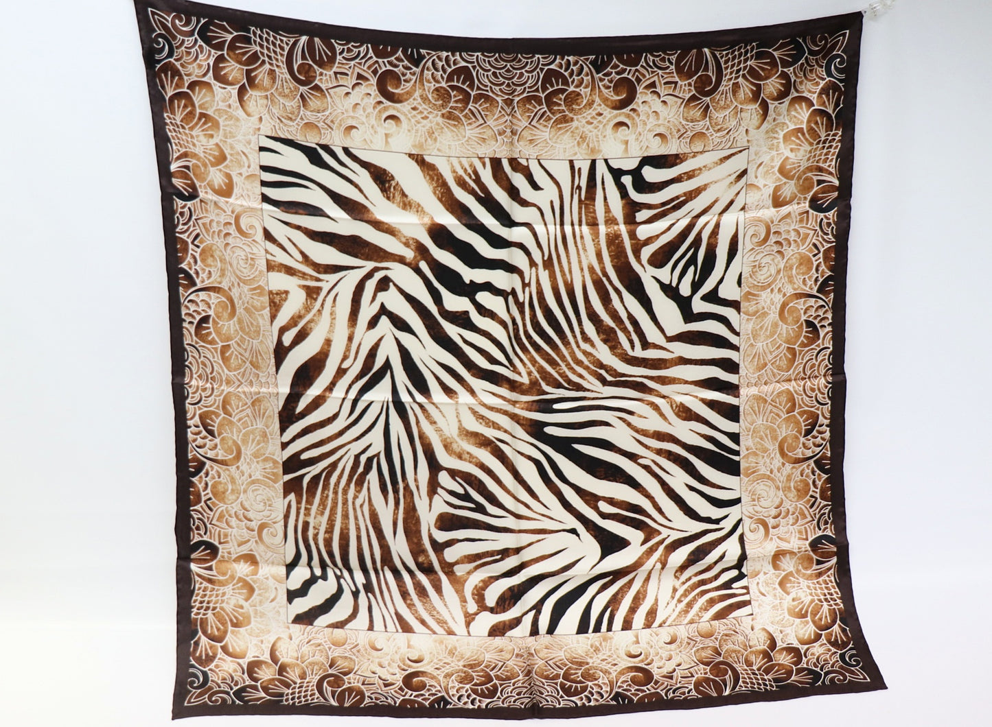 Silk scarf zebra and flowers