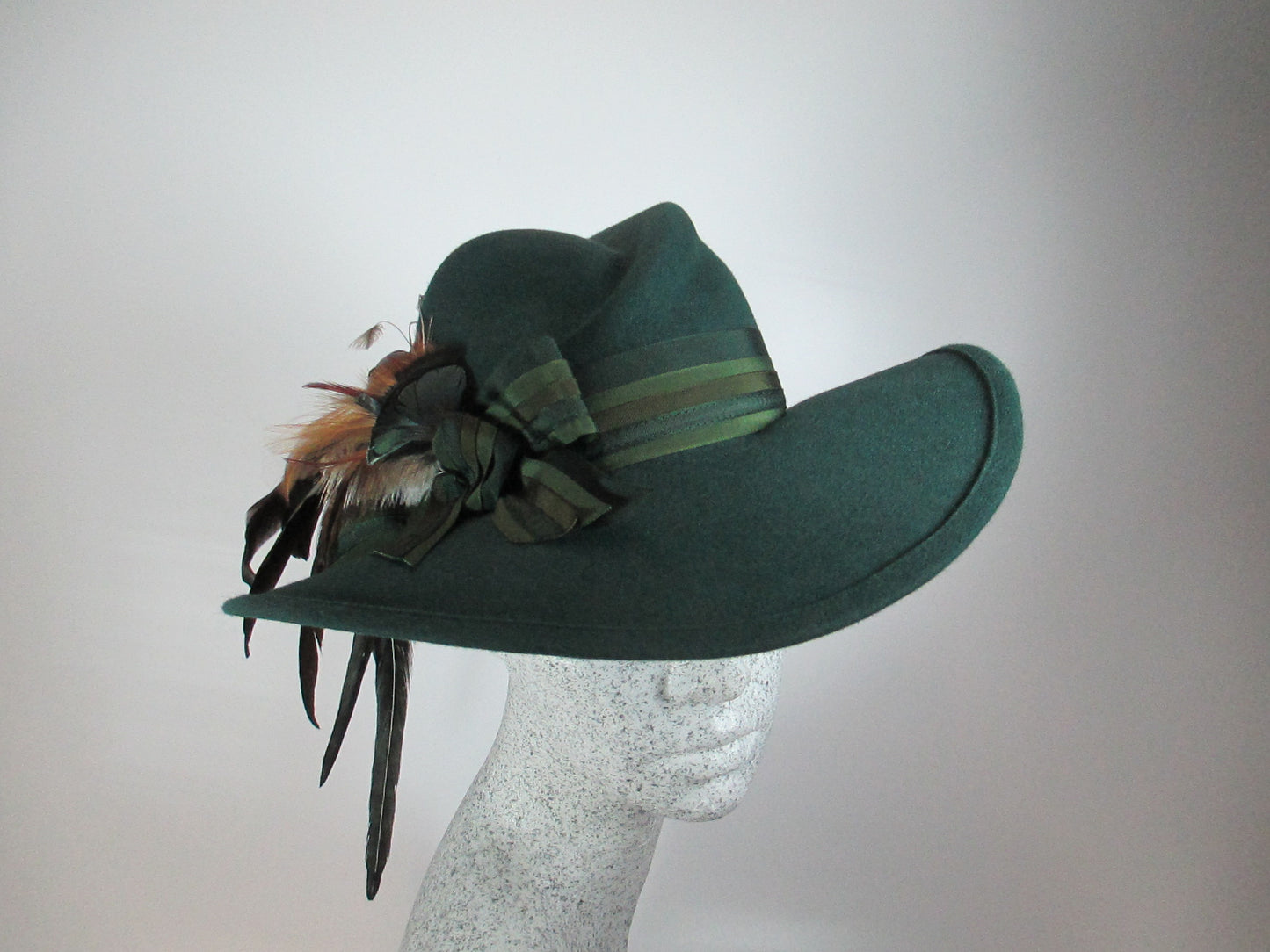 petrol felt hat with feathers