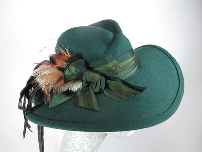 petrol felt hat with feathers