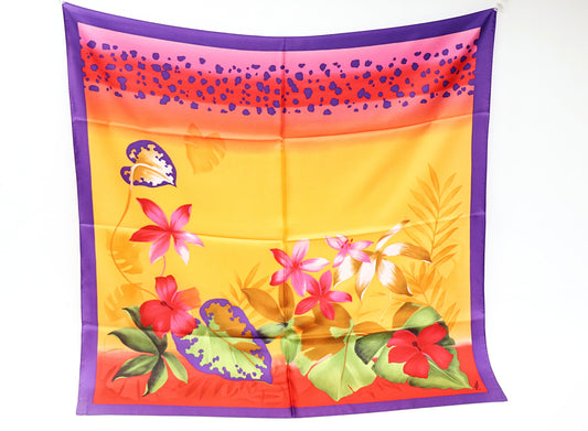 Silk scarf colorful flowers