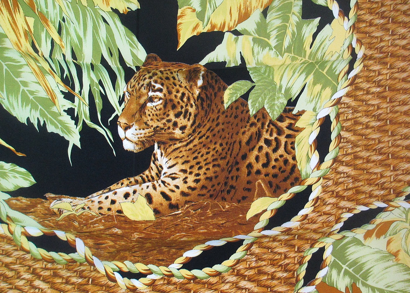 Silk scarf jungle with leopard