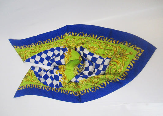 Jacquard - silk scarf with checkerboard pattern