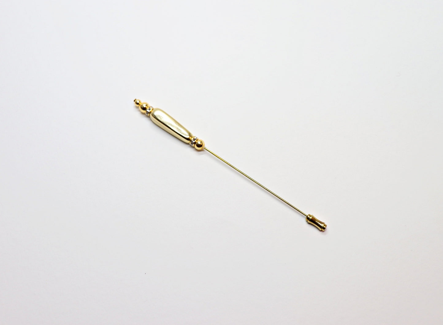 Hat pin long gold pearl