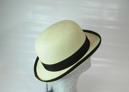 Bowler hat Panama with brown ribbon