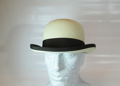 Bowler hat Panama with brown ribbon