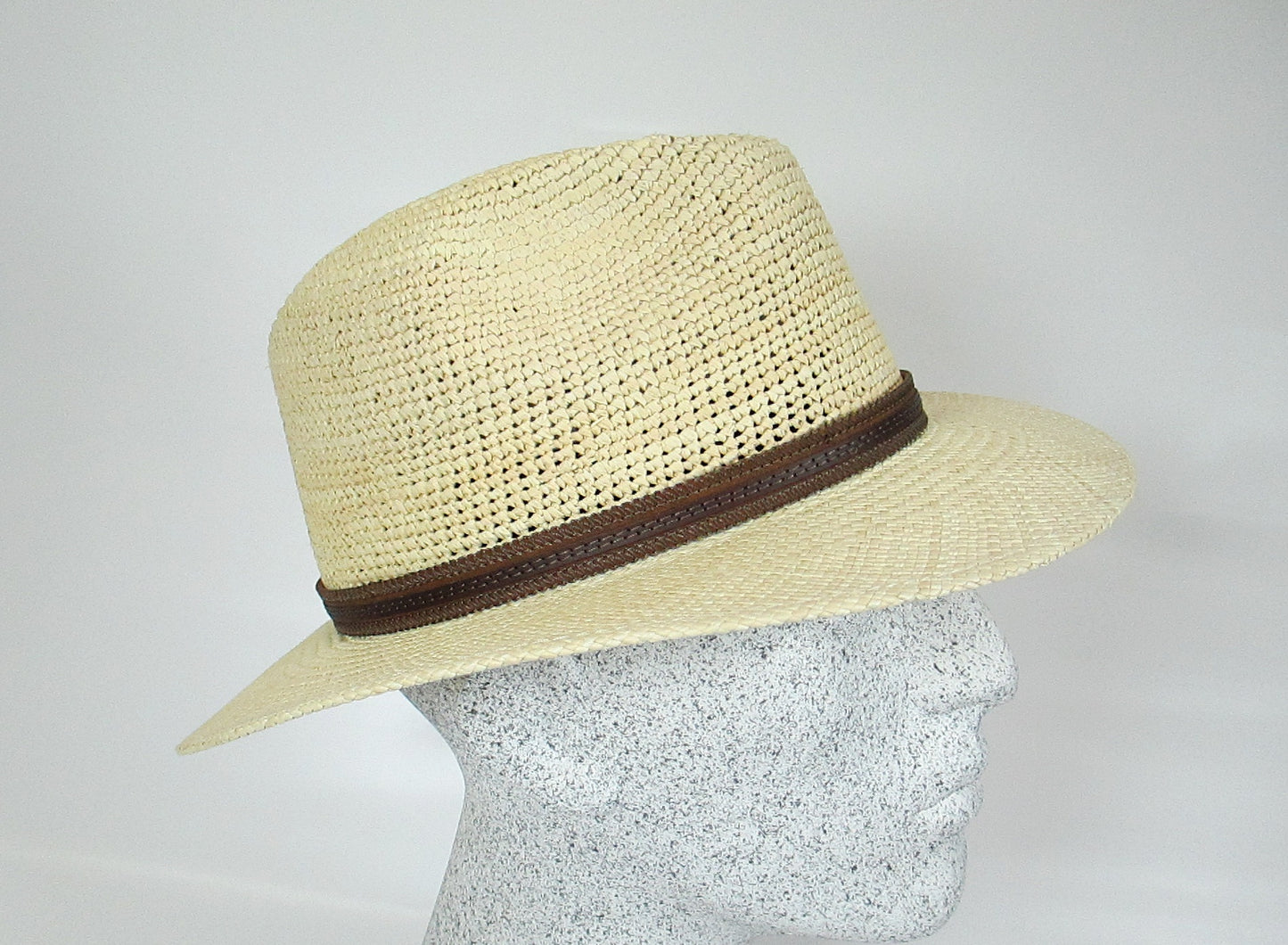 Panama with crochet head and leather strap