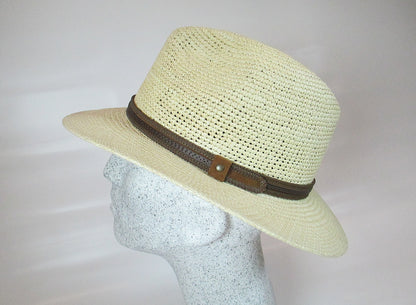 Panama with crochet head and leather strap