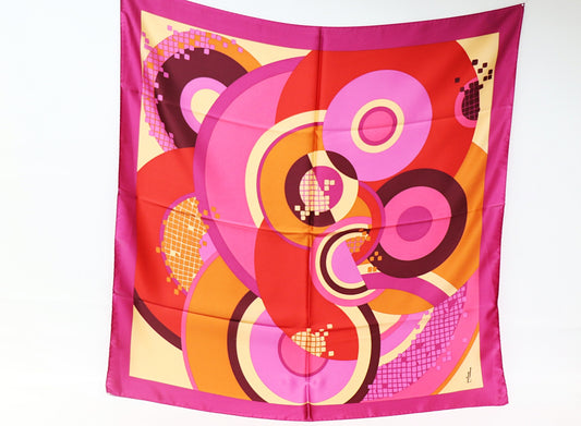 Silk scarf pink circles