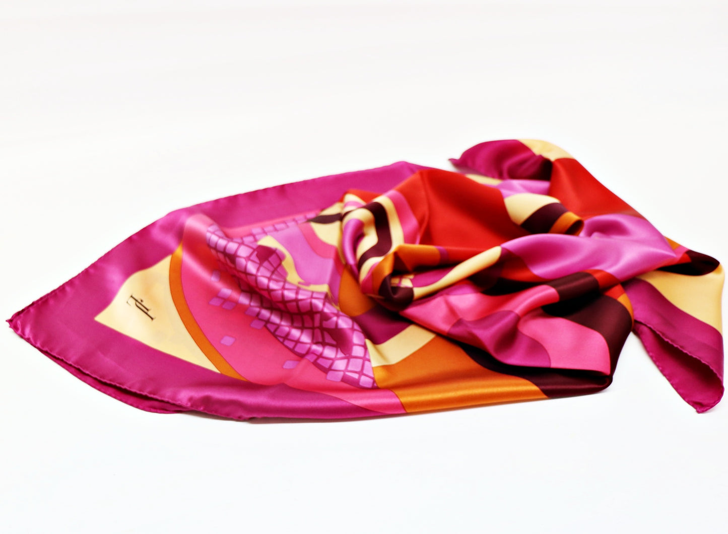 Silk scarf pink circles