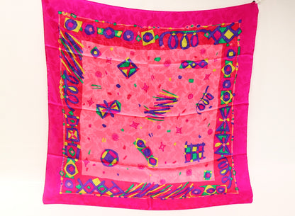 Silk scarf pink colorful