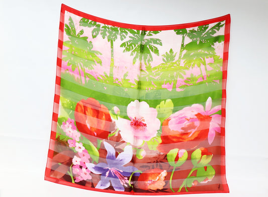 Silk scarf flowers and palm trees
