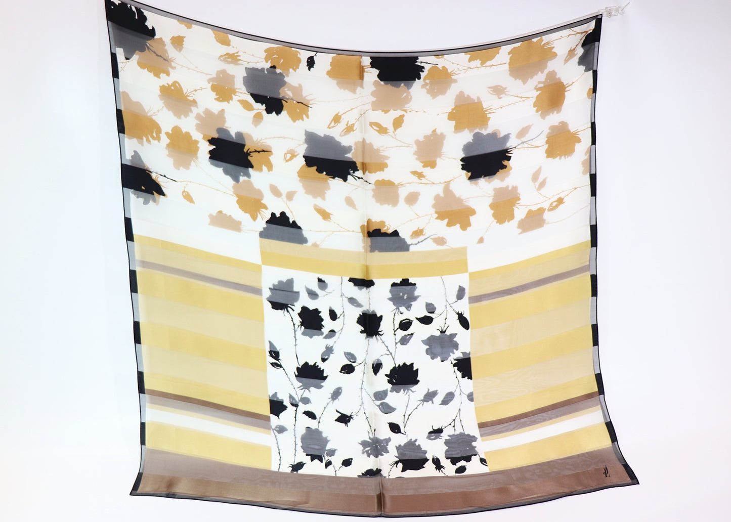 Silk scarf black - beige