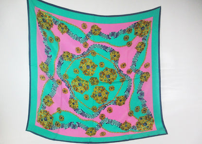 Silk scarf turquoise - pink