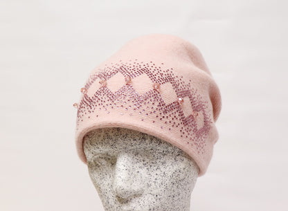 Woll Slouch Strass - Perlenapplikation
