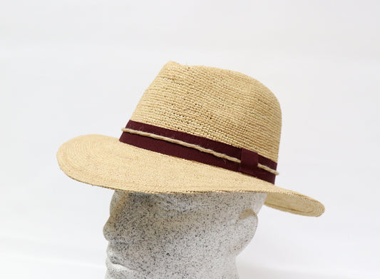 Men's straw hat - crochet raffia