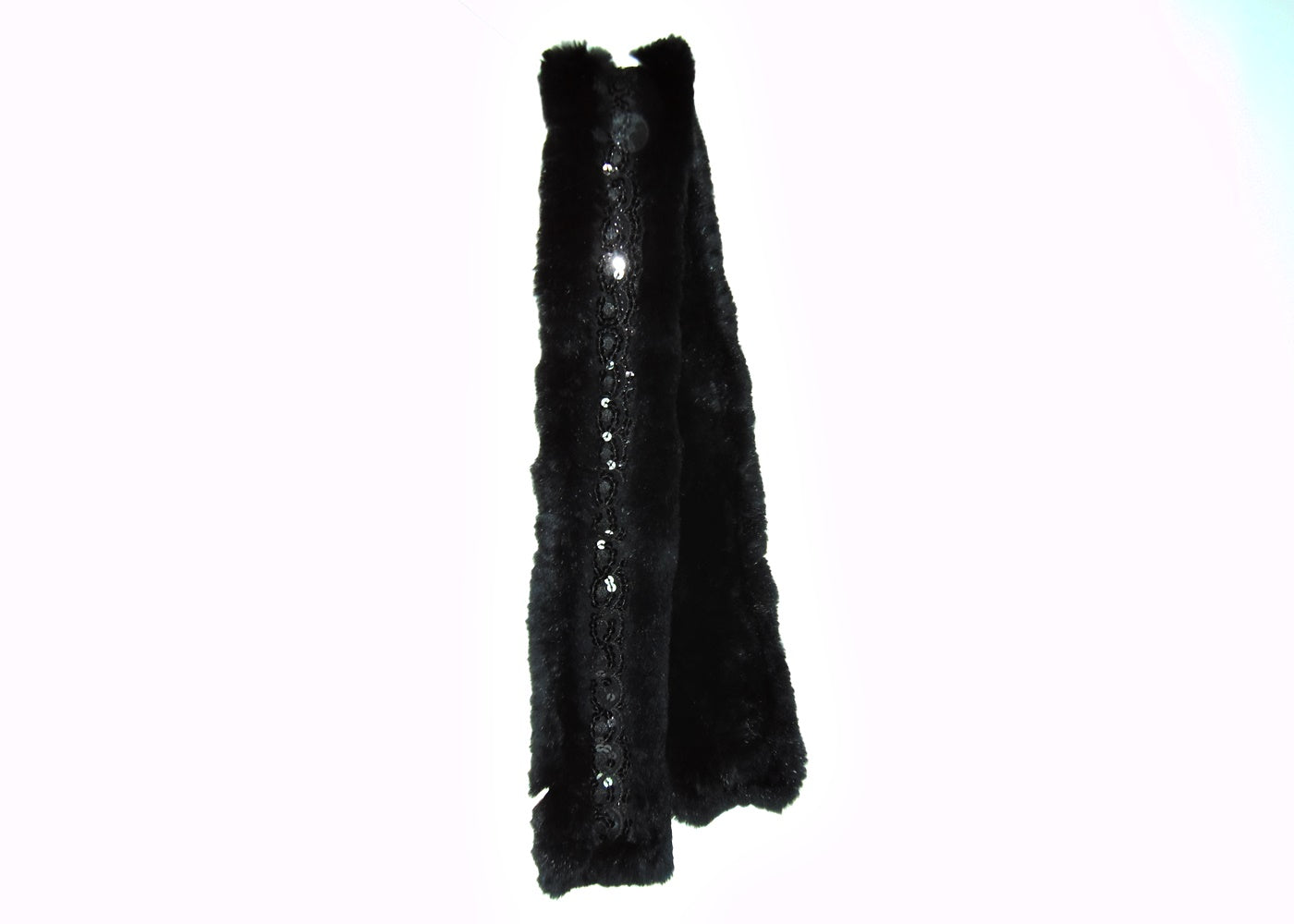 Schal - Rex Kanin mit schwarz Pailetten - Hutmanufaktur Hanni-Modelle