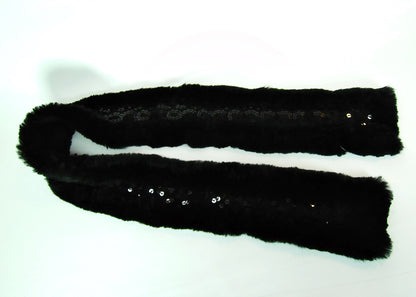 Schal - Rex Kanin mit schwarz Pailetten - Hutmanufaktur Hanni-Modelle