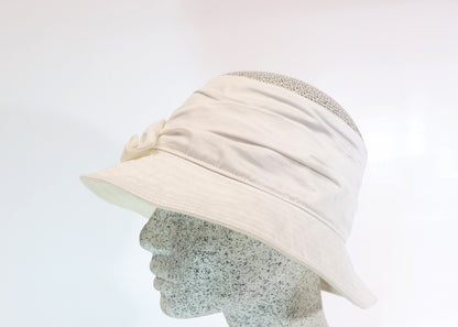 Cloth hat - cream - white bell
